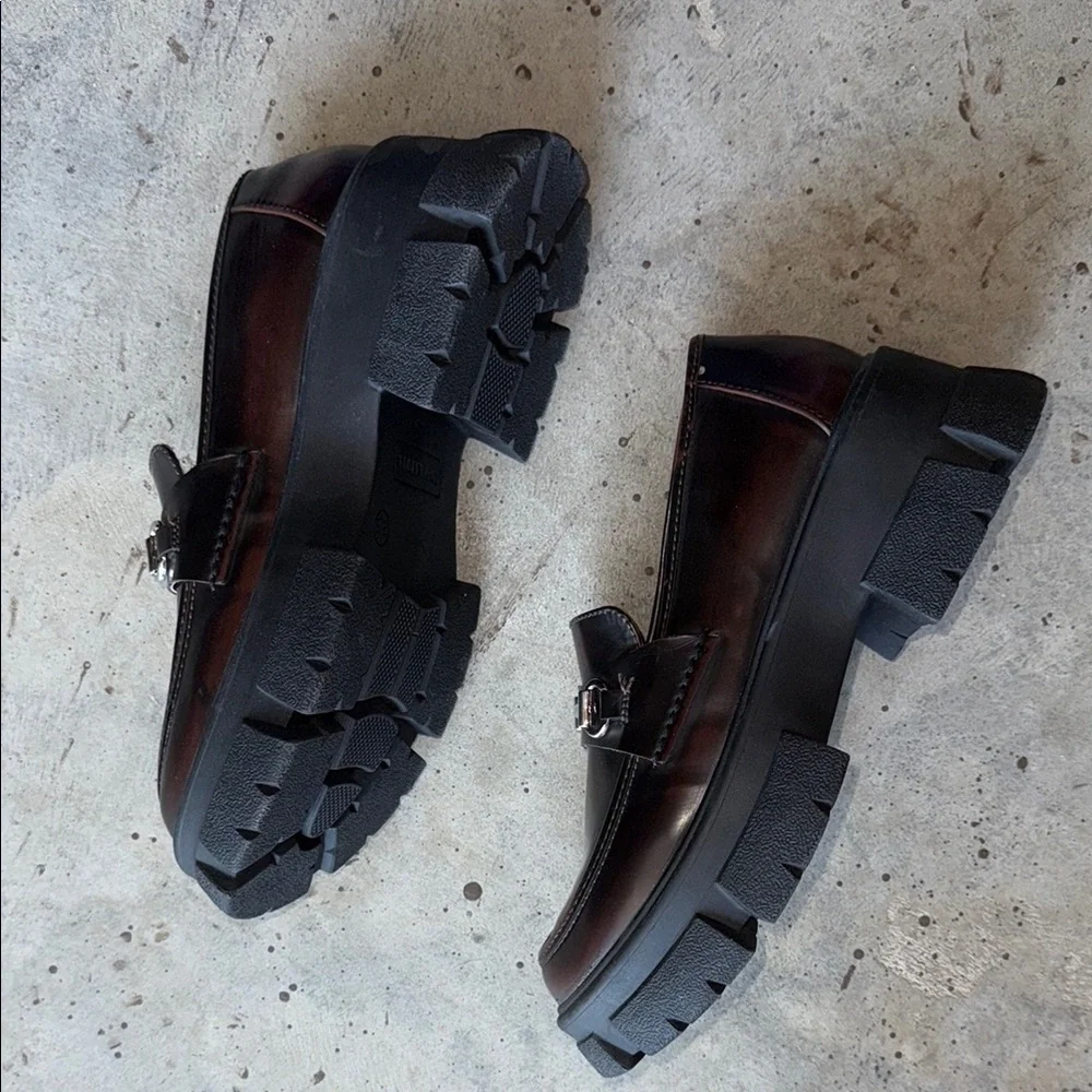 Steve Madden Brown and Silver Chunky Loafers - Picture 3 of 5